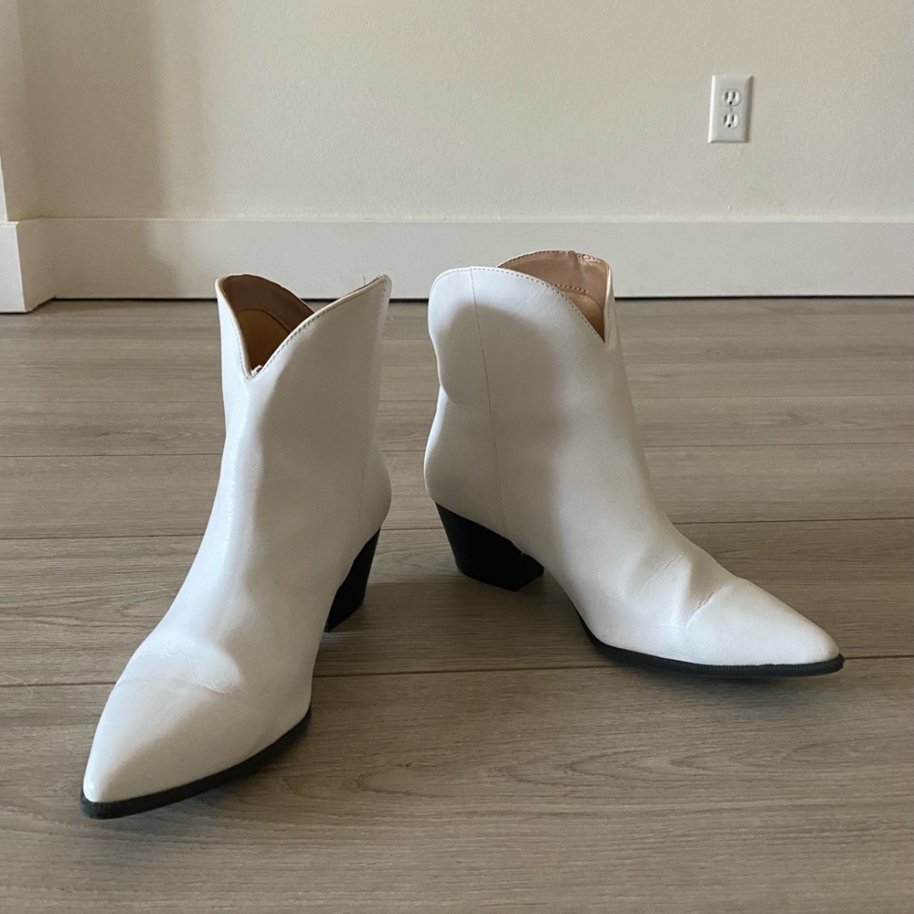 White Faux Leather Cowboy Boots